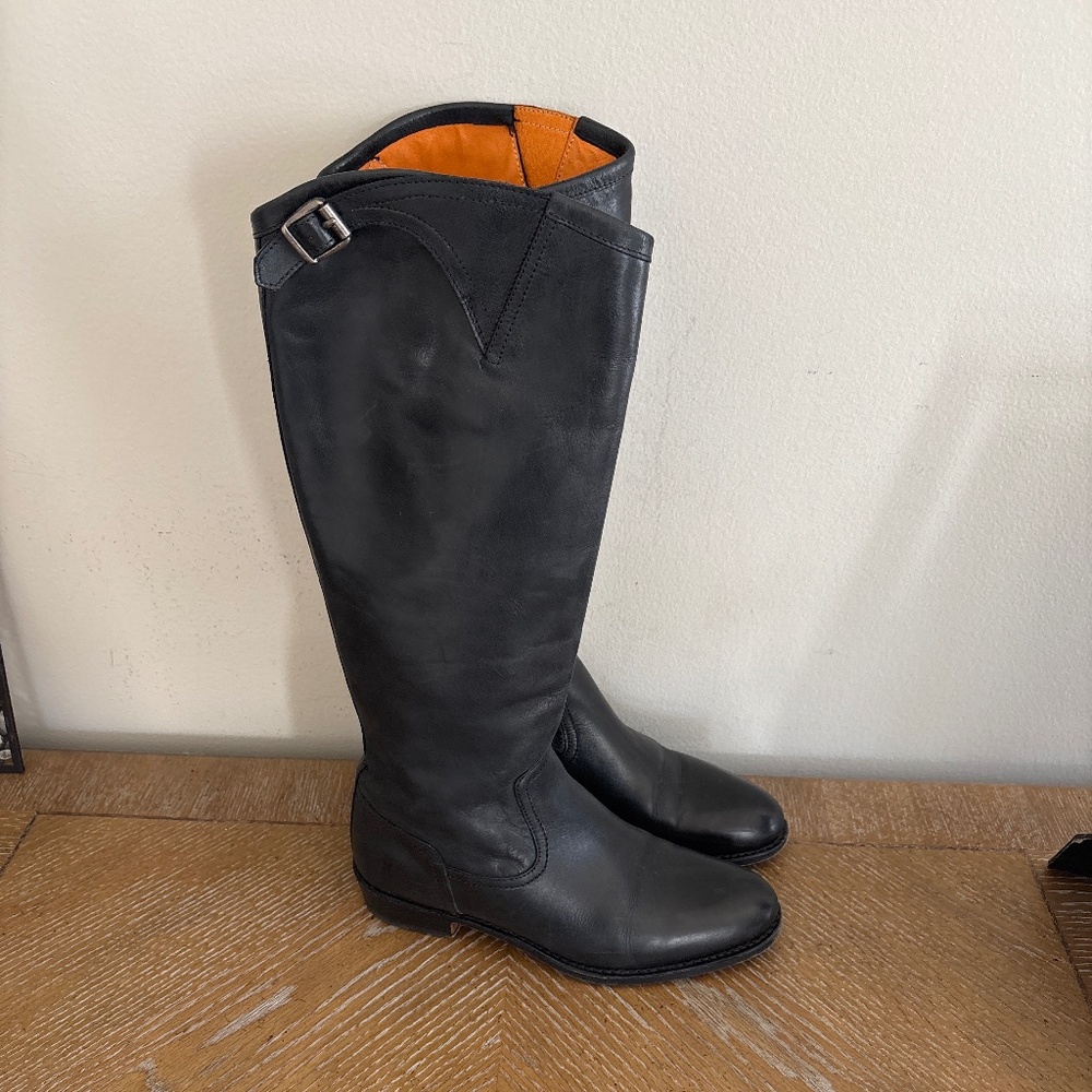 Frye Black Leather Goodyear Welt Tall Riding Boots Women’s Size 7
